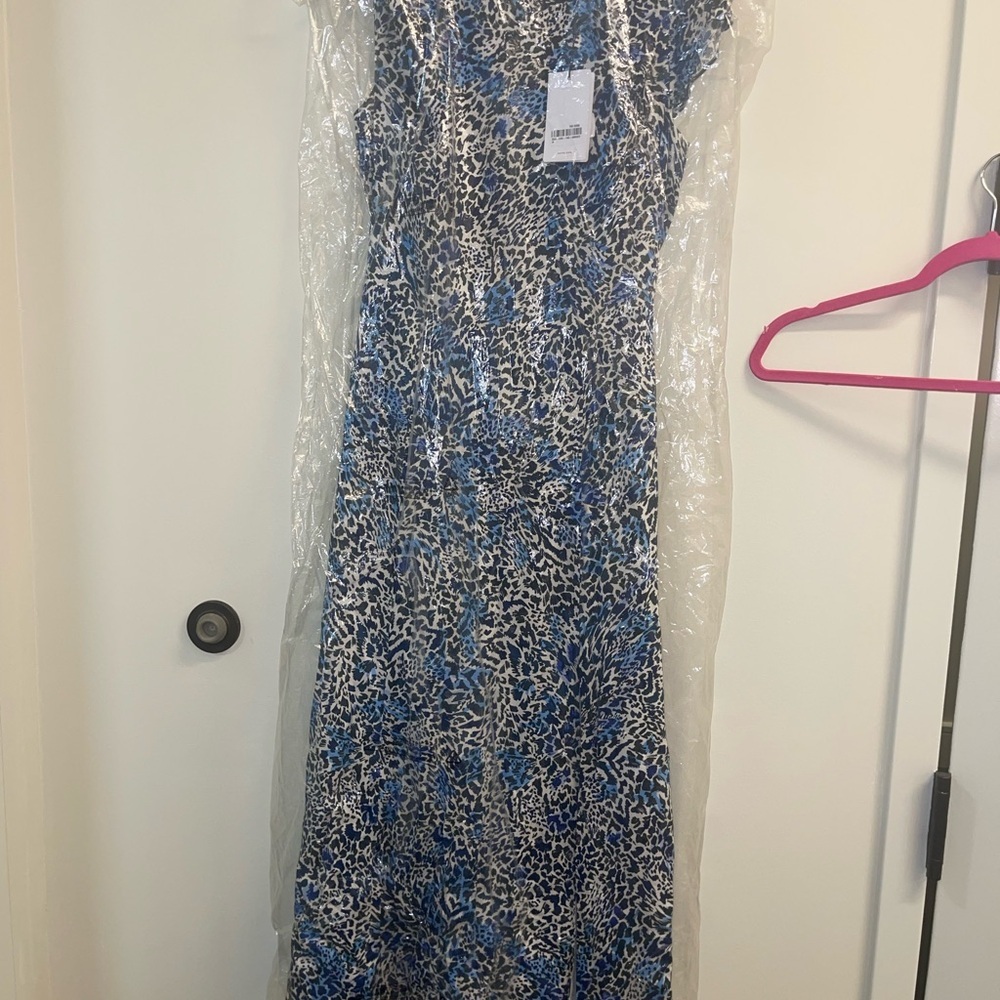 NWT Reiss Blue and White Midi Dress - Picture 9 of 11